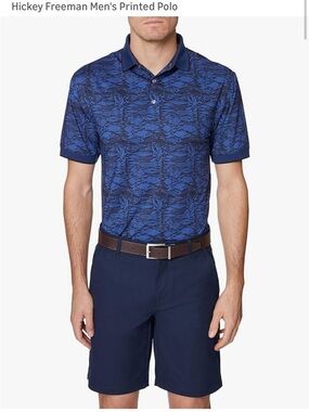 Hickey Freeman Men's Blue Printed Polo